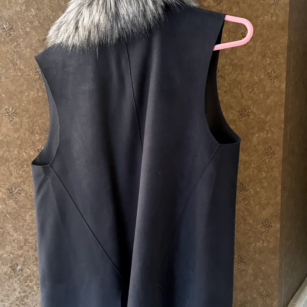 Blue fur collar tunic vest